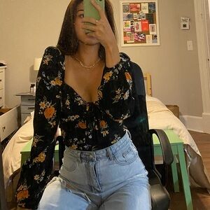 Urban Outfitters Black Floral Blouse in S